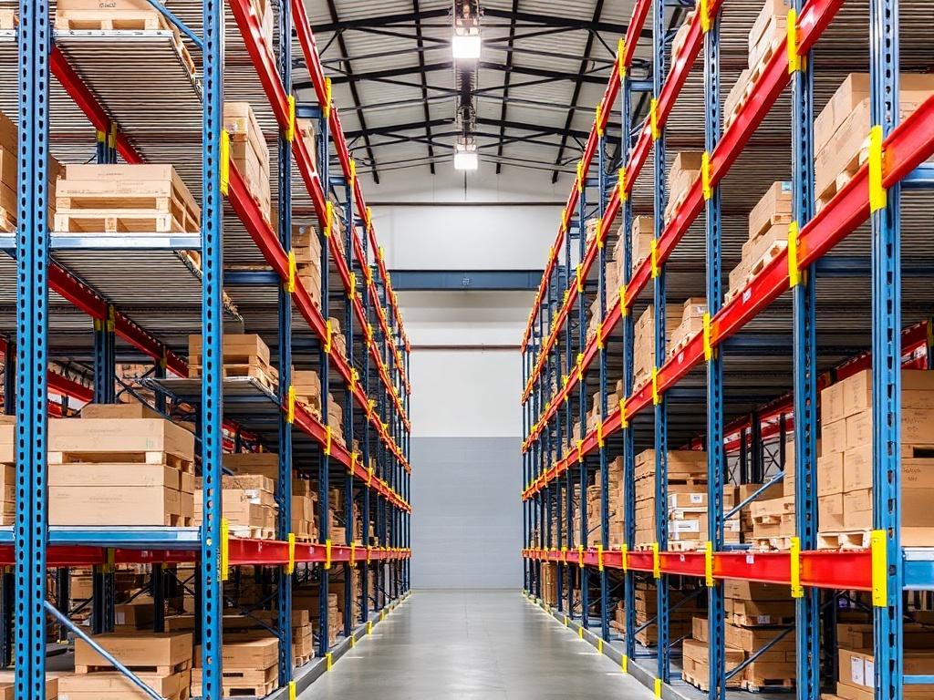 Metal shelving units for the warehouseфото